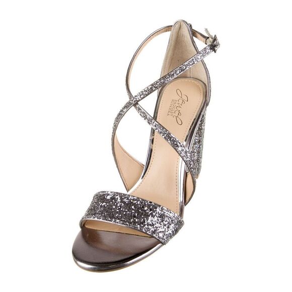 Jewel Badgley Mischka Cook Block Heel Glitter Sandal Size 8.5 new - Picture 1 of 7